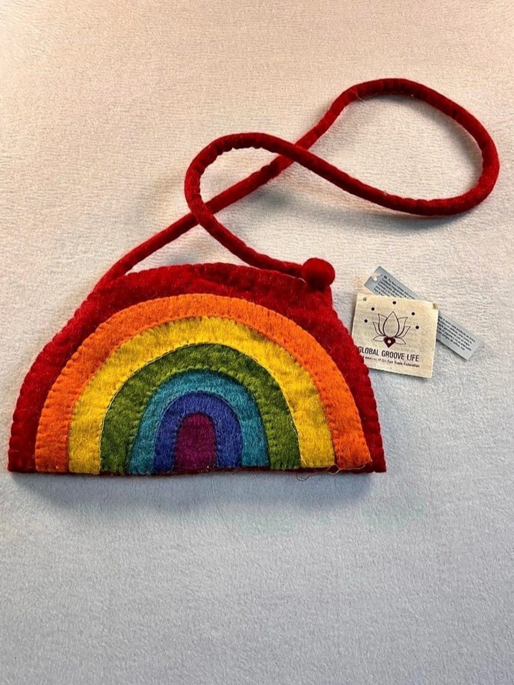 Global Groove Life Rainbow Felt Shoulder Bag Rainbow Crossbody Bag